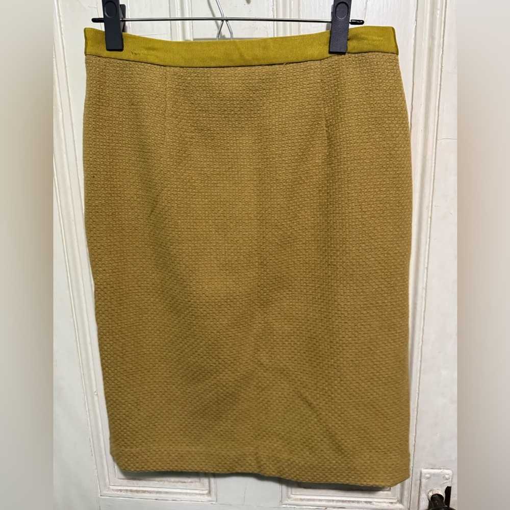 Women's  Boden - Green / Yellow - Lined - Wool Blend Skirt - Size 8